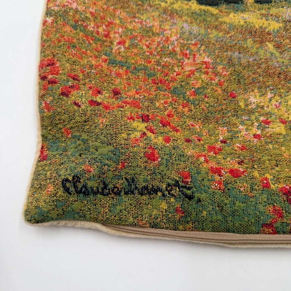 Metrax-Craye Monet Coquelicots Tapestry Pillow Cover 18x18 Made in Belgium